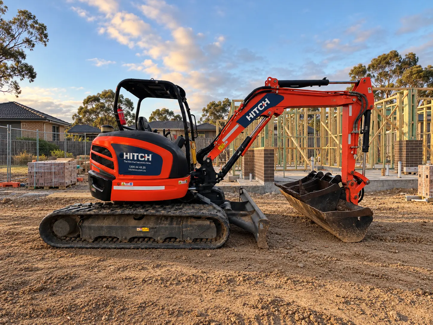 HITCH excavator on a housing site in Melbourne's east